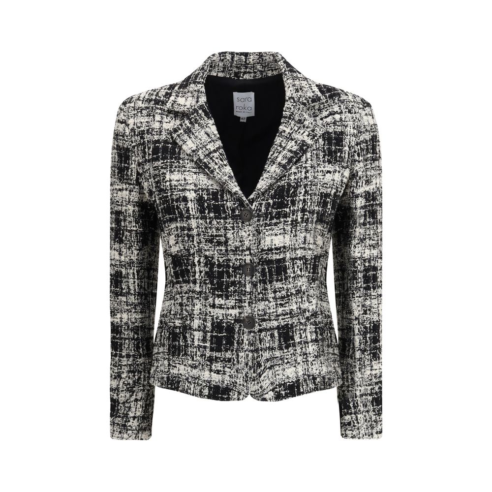 Sara Roka Multicolor Cotton Coat featuring a modern tweed design and classic lapels, perfect for formal occasions.
