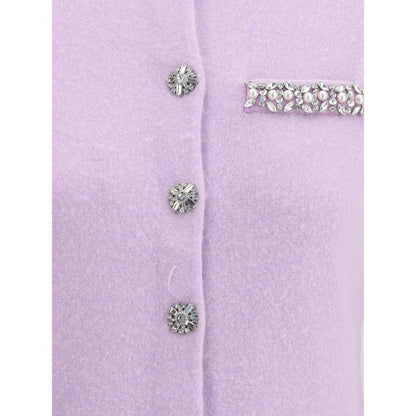 Self-Portrait Purple Viscose Cardigan