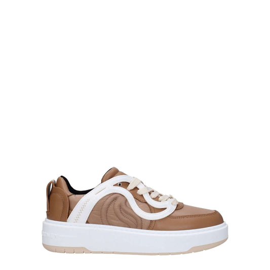 Stella McCartney Brown Fabric Chunky Sneakers with lace-up closure and rubber sole, featuring front and back logo.