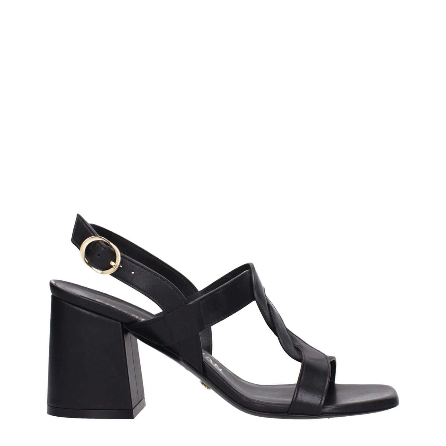 Stuart Weitzman Black Leather Platform Sandals with buckle closure, mid heels, open toe, and leather sole. MPN: IBIZA75SMOSH845BLACK.