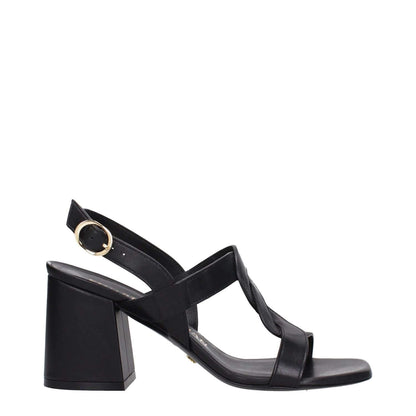 Stuart Weitzman Black Leather Platform Sandals with buckle closure, mid heels, open toe, and leather sole. MPN: IBIZA75SMOSH845BLACK.
