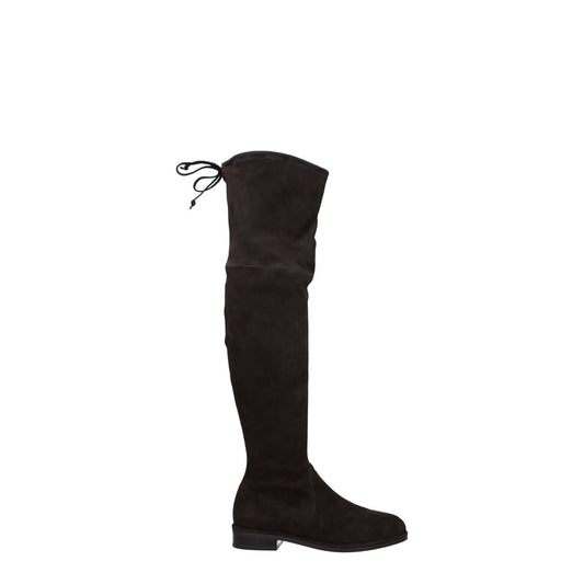 Stuart Weitzman Brown Leather Over The Knee boots, suede, casual self-tie closures, rubber sole, round toe, low heel, model F78552.