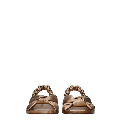 Stuart Weitzman Gold Leather Flat Sandals