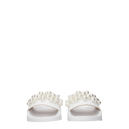 Stuart Weitzman White Leather Slippers