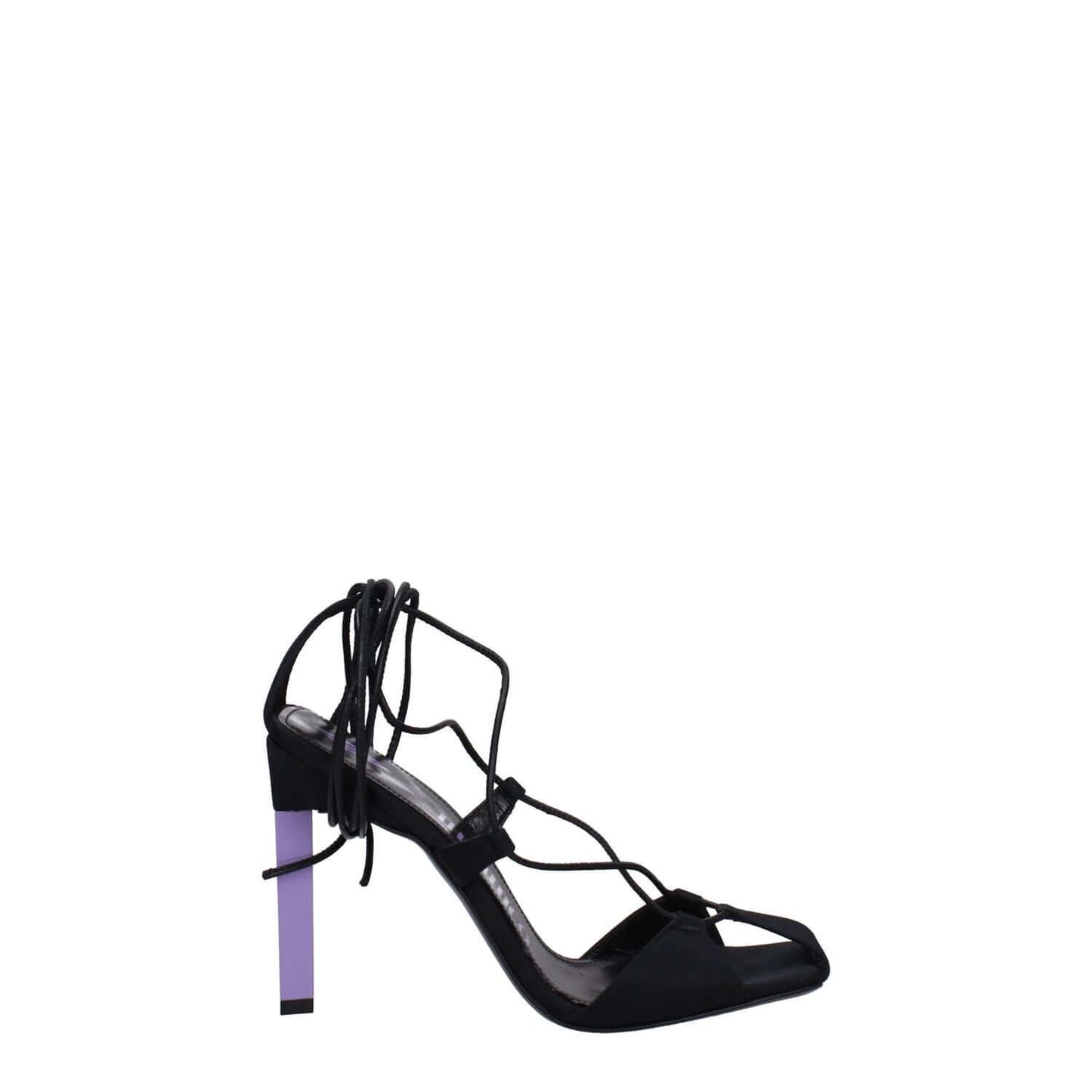 The Attico Black Fabric Stiletto Heel Sandals