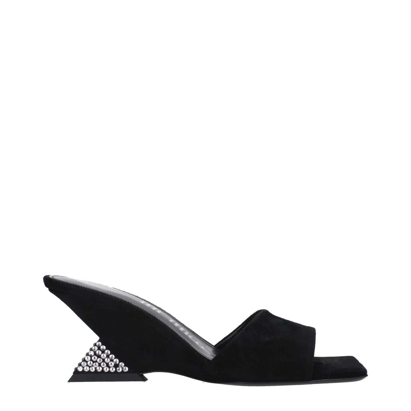 The Attico Black Leather Platform Sandals