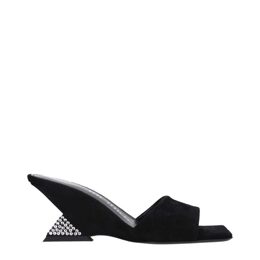 The Attico Black Leather Platform Sandals