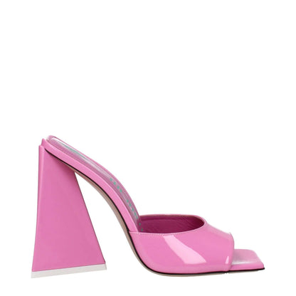 The Attico Pink Leather Platform Sandals with high heel and open toe design, made from pink patent leather, MPN S000L002315.