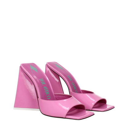The Attico Pink Leather Platform Sandals with high heel, open toe design, and soft pink patent leather by The Attico.