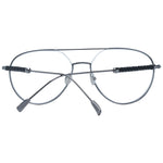 Tod's Gray Men Glasses Frame in gunmetal, full-rim metal aviator style with demo lenses. Includes branded case. Size 56-17-145.