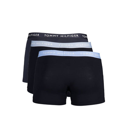 Tommy Hilfiger Black Cotton Men Boxer Trio Pack with logo waistband, sustainable blend, eco-friendly fashion choice.