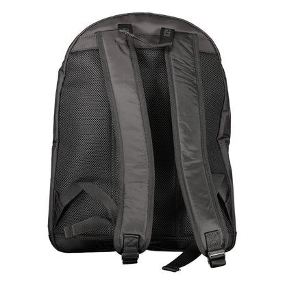 Back view of Tommy Hilfiger Black Nylon Backpack with adjustable shoulder straps