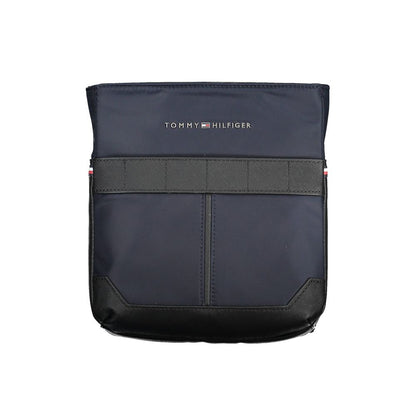 Tommy Hilfiger Blue Polyester Men Shoulder Bag with logo and strap, eco-friendly design with zip closure and external pockets.