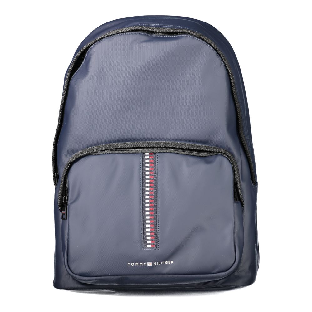 Tommy Hilfiger Blue Polyethylene Backpack with contrasting details, external and internal pockets, and laptop compartment