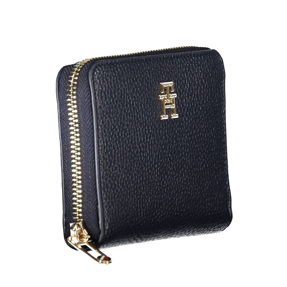Tommy Hilfiger Blue Polyethylene Women Wallet with iconic logo and zip closure for style and functionality.