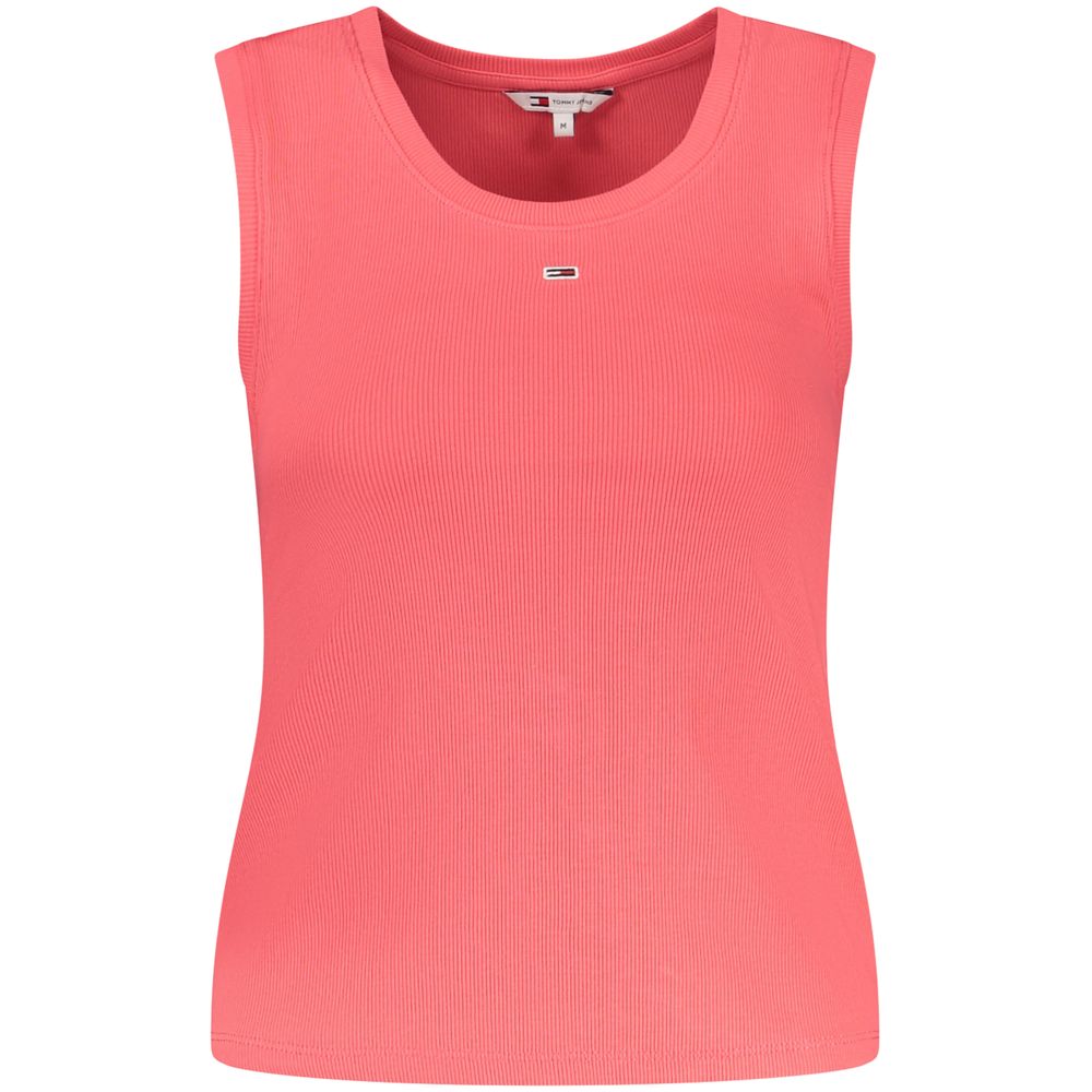 Tommy Hilfiger Pink Cotton Tank Top with wide neckline and embroidered logo made from 95% regenerative cotton