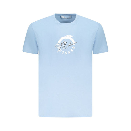 Trussardi Light Blue Cotton Men T-Shirt with logo print