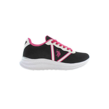 U.S. POLO ASSN. Black Polyester Women Sneaker with contrasting details and iconic logo, perfect for a bold streetwear look.