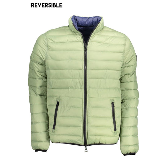 U.S. POLO ASSN. Green Nylon Men Jacket, reversible design with long sleeves and pockets for modern style and utility.