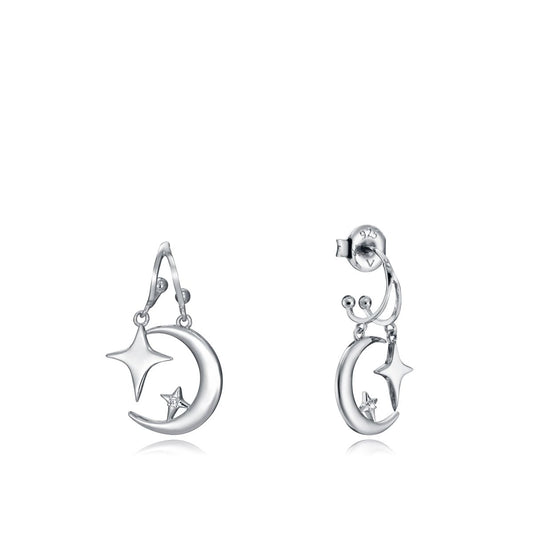 Elegant moon and star silver earrings from VICEROY JEWELS Mod. 13011E000-30 for ladies, showcasing exquisite craftsmanship.