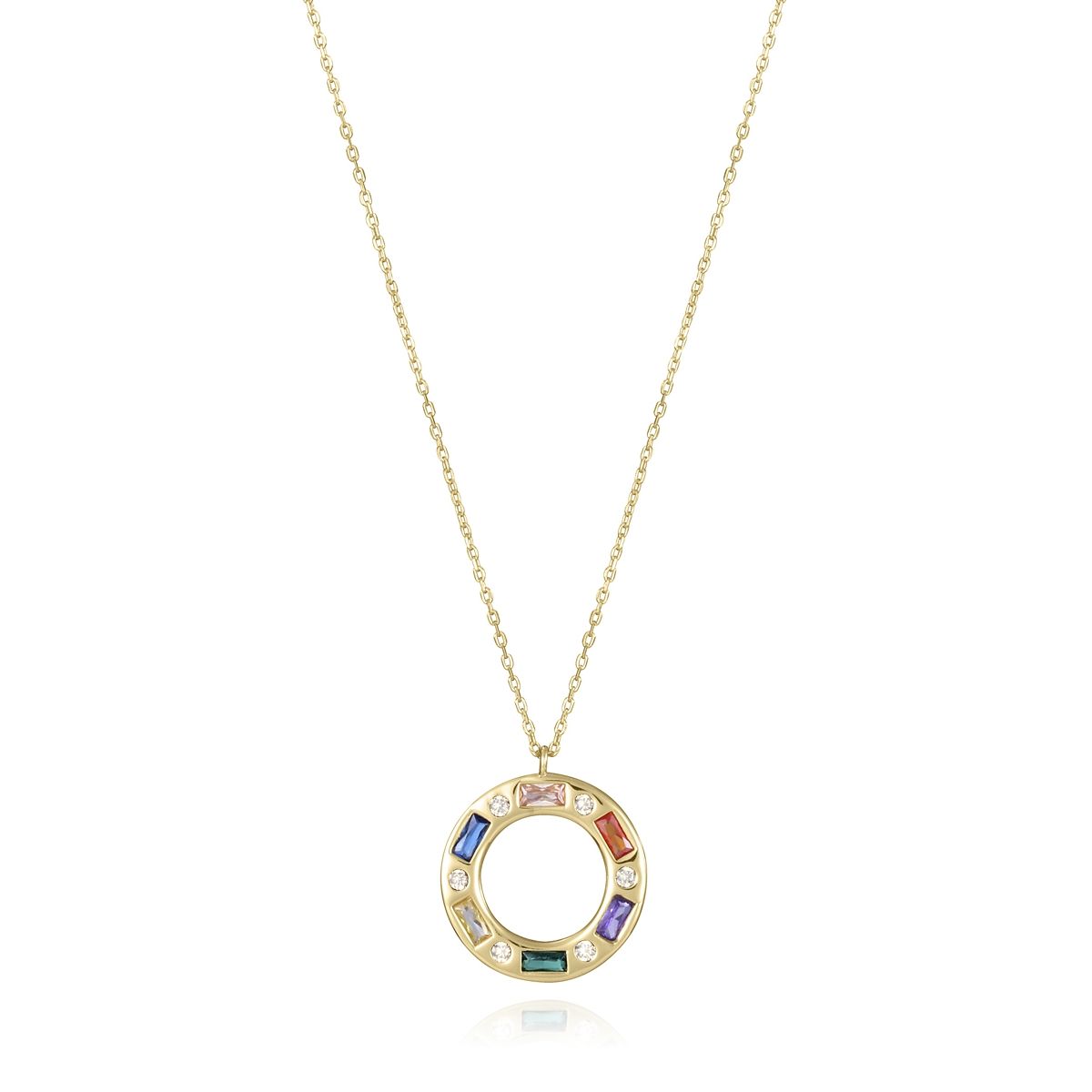VICEROY JEWELS Mod. 13208C100-39: Elegant silver 925° lady's necklace with multifaceted colorful pendant, quartz analog, 10 ATM water-resistant.