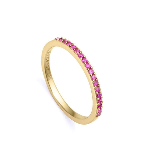 Gold ring with pink gemstones, designed for women, featuring quartz analog movement, VICEROY JEWELS Mod. 9118A014-37