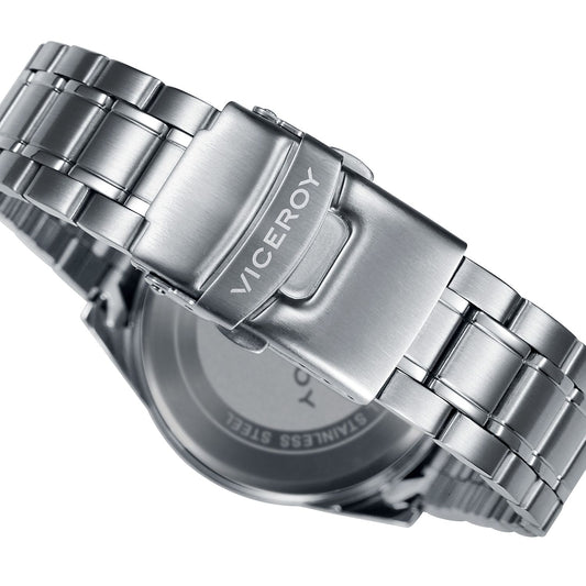 Stainless steel clasp of VICEROY Mod. 401017-37 watch, showcasing intricate design and logo detailing.