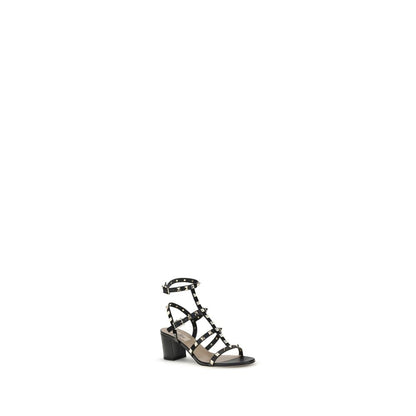 Valentino Garavani Black Calf Leather Bos Taurus Platform Sandals