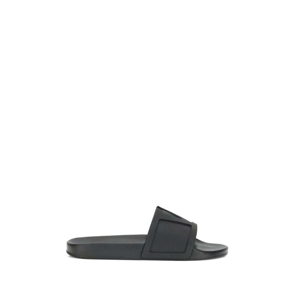 Valentino Garavani Black Rubber Flat Sandals