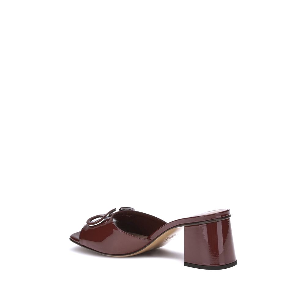 Valentino Garavani Bordeaux Calf Leather Bos Taurus Sandals