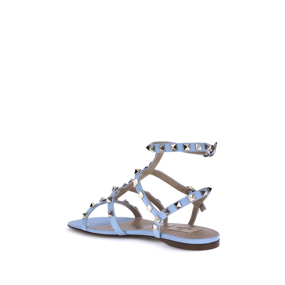 Valentino Garavani Light Blue Calf Leather Bos Taurus Sandals
