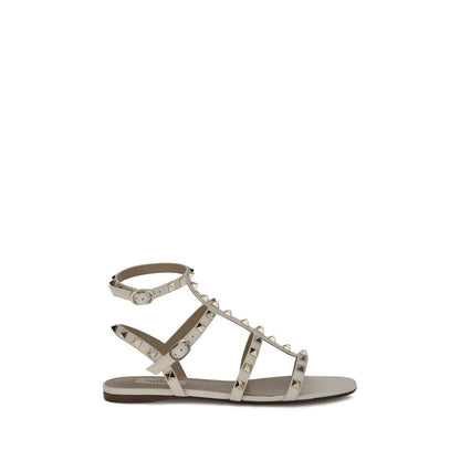 Valentino Garavani White Calf Leather Bos Taurus Sandals