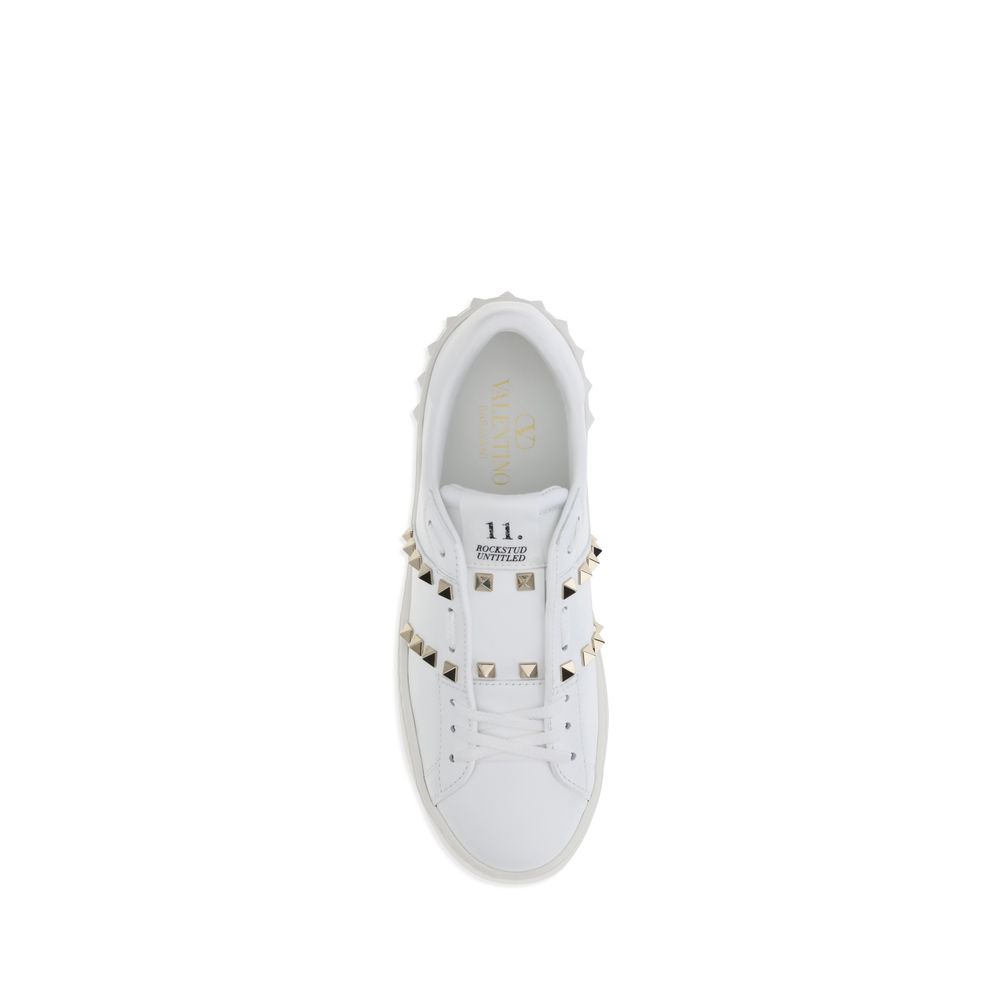 Valentino Garavani White Calf Leather Bos Taurus Platform Sneakers