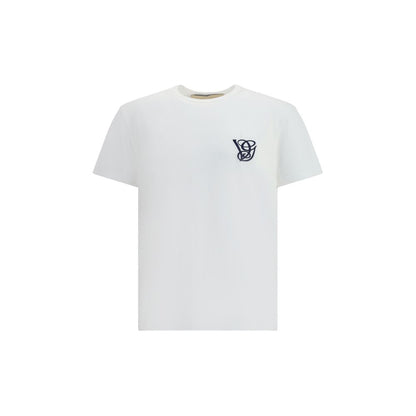 Alt Tag: Valentino White Cotton T-Shirt with VG logo and ribbed crew neck, made from 100% cotton for contemporary casual style and comfort.