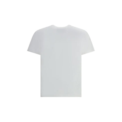 Back view of Valentino White Cotton T-Shirt with ribbed crew neck and VG logo, perfect for casual elegance. Made in Italy.