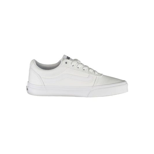 Vans White Polyester Sneaker with laces, contrast details, and logo; perfect sports footwear option; side view.