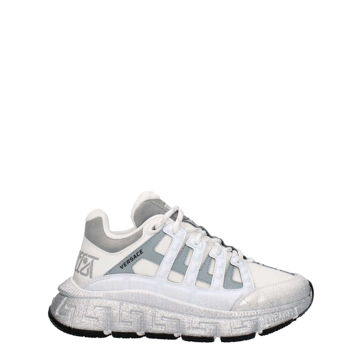 Versace White Fabric Athletic Sneakers