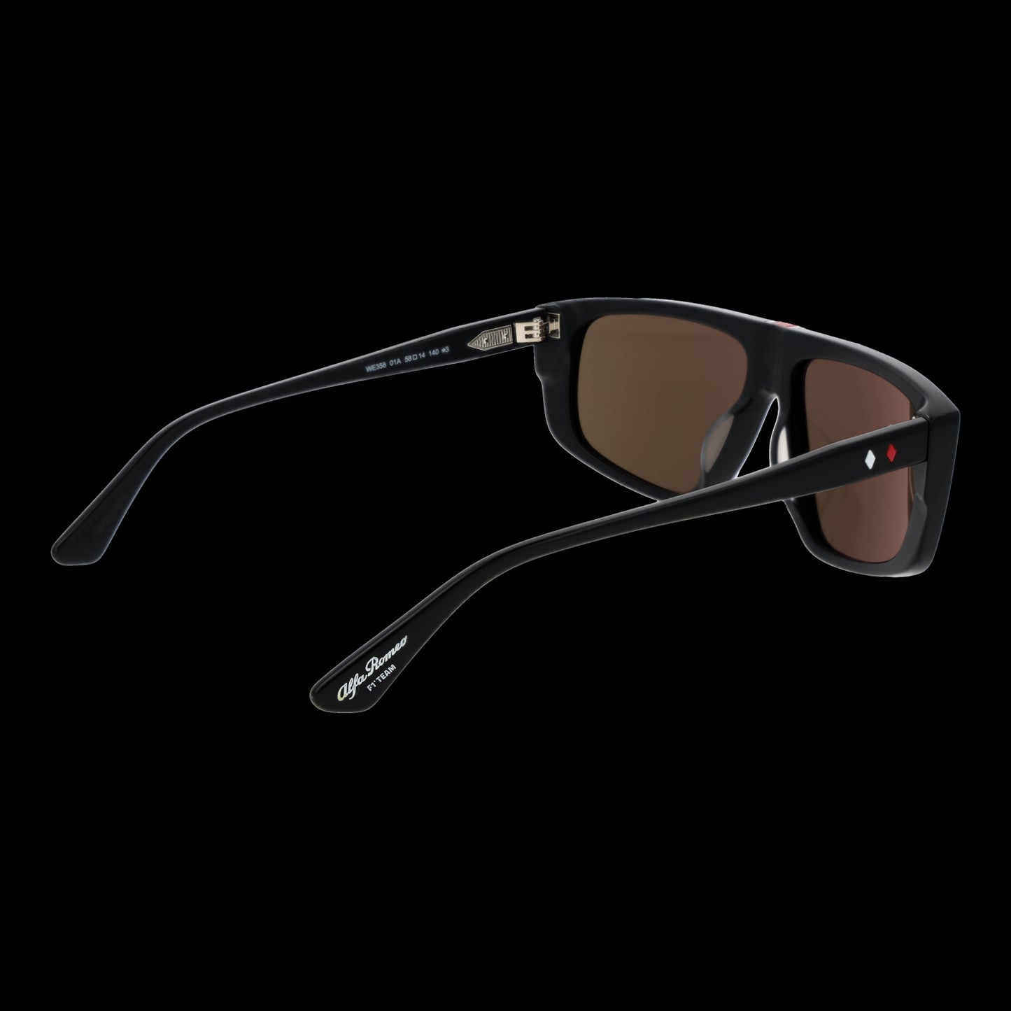 Alt Tag: WEB MOD. WE0358 5801A sunglasses for men, side view showing brown lenses and sleek black frame, stylish eyewear design.