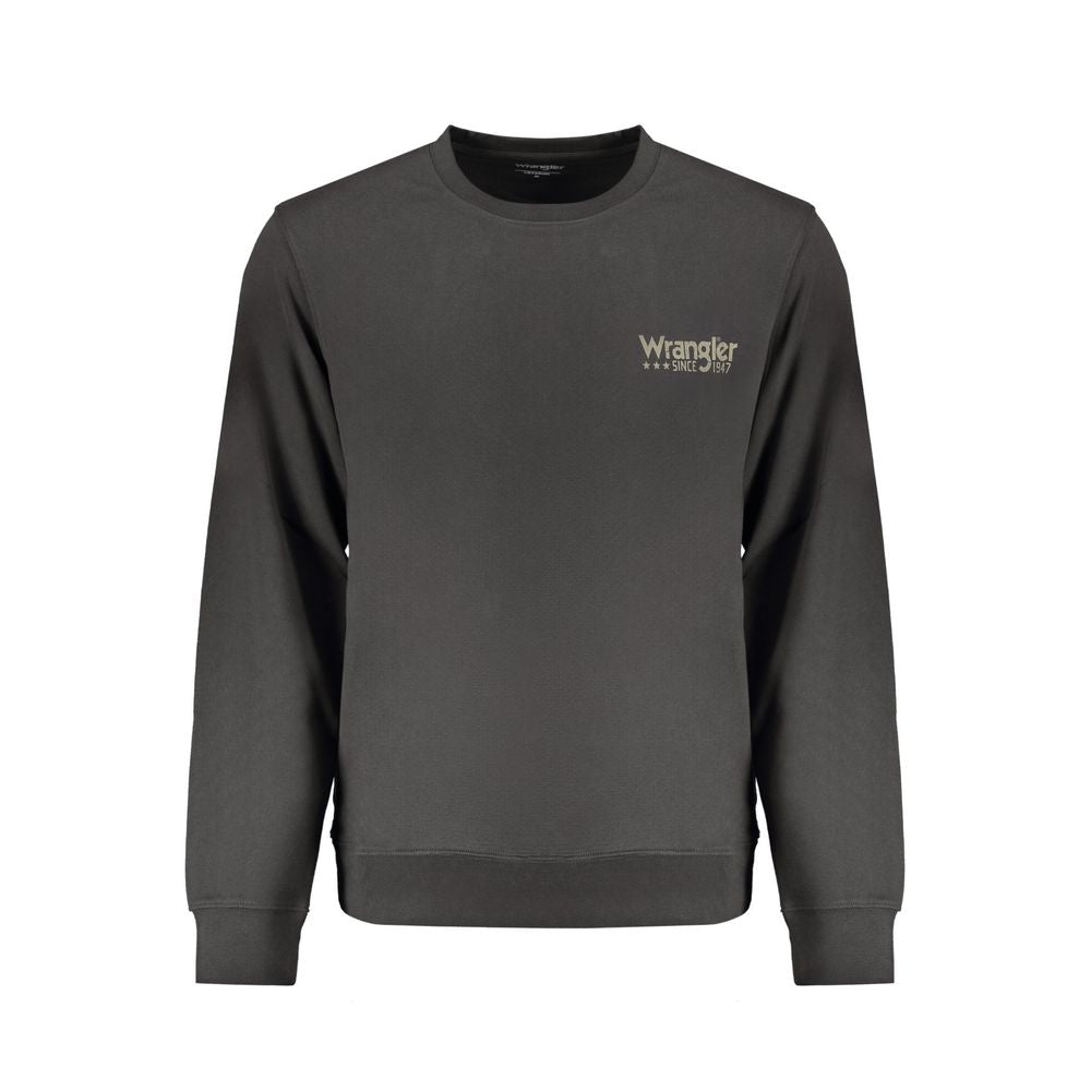 Wrangler Black Cotton Men Sweater, long sleeve, crew neck, classic style with subtle logo, perfect for modern casual wardrobes.
