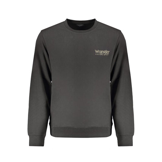 Wrangler Black Cotton Men Sweater, long sleeve, crew neck, classic style with subtle logo, perfect for modern casual wardrobes.