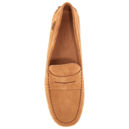 Tod'S men's suede leather loafers in cognac