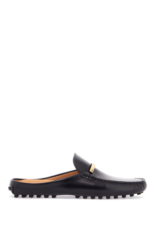 Tod'S black calfskin slip-on loafers with metallic strap and rubber sole Loafers Tod'S Dark Slate Gray