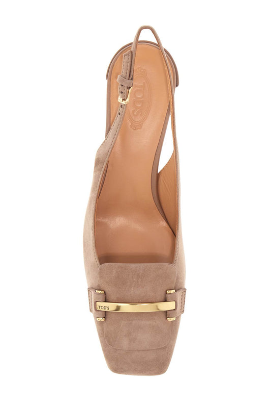 Tod'S cappuccino goat leather pumps with metal bar Pumps Tod'S Rosy Brown