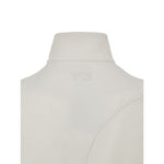 Y-3 White Polyamide Hoody back view showing tone-on-tone logo in sleek technical fabric.
