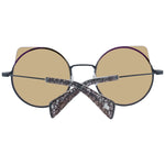 Yohji Yamamoto Gray Men Sunglass with gunmetal frame and gold mirrored lenses, round style, 100% UVA & UVB protection