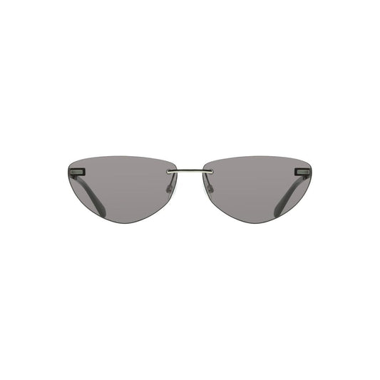 Calvin Klein black metal women sunglasses with drop-shaped smoke lenses and sleek frame, showcasing a modern and sophisticated style.