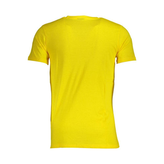 Back view of Norway 1963 yellow cotton men's T-shirt with classic crew neck and short sleeves, showcasing premium craftsmanship.
