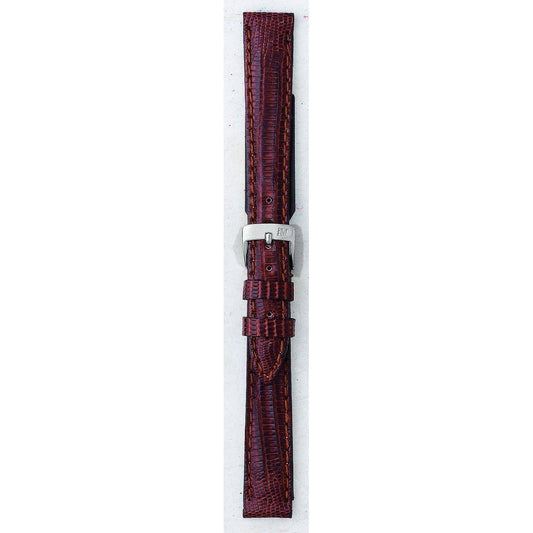 MORELLATO leather watch strap in burgundy, model A01U0856041034CR20, made in Italy, shown with metal buckle.