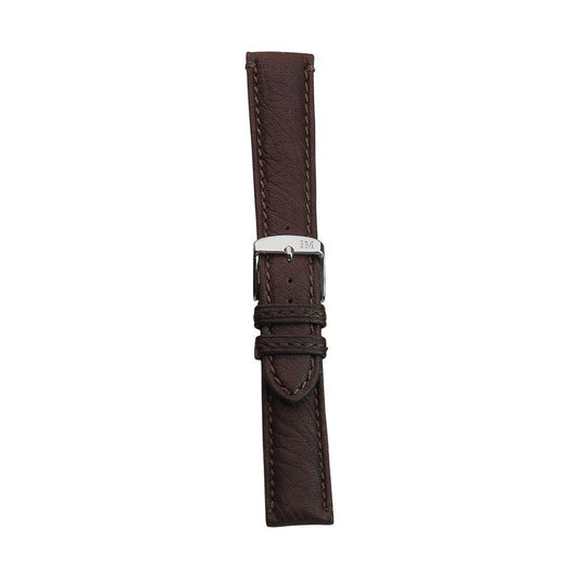 Morellato leather watch strap model A01U3221767030CR22, brown, made in Italy, with metal buckle, suitable for various watch models.