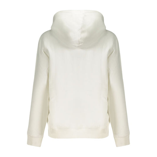 Tommy Hilfiger white cotton women's long-sleeve hooded sweater, back view with smooth organic cotton blend fabric.